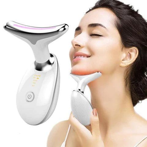 Massageador Rejuvenescedor com LED para Rosto e Pescoço - GlowRenew - Bluemart Brasil